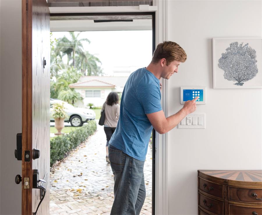 ADT Command panel on an entryway wall
